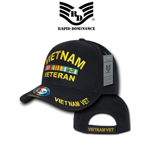 Rapid Dominance R207 The Legend Milit Caps, Vietnam Vet, Black 